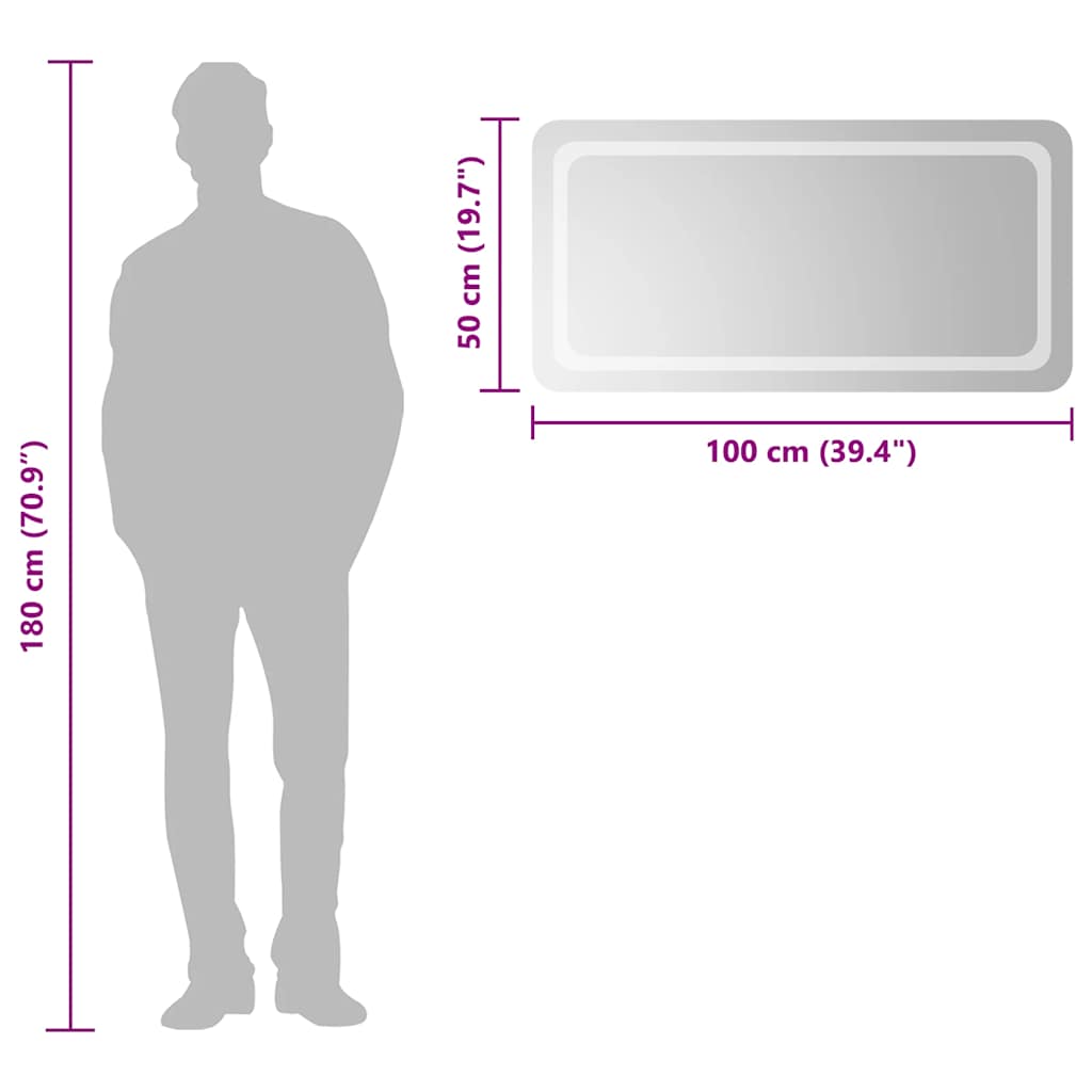 LED-Badspiegel 100x50 cm