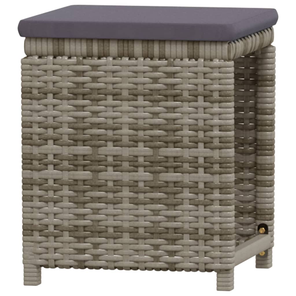 7-tlg. Garten-Lounge-Set mit Kissen Poly Rattan Grau