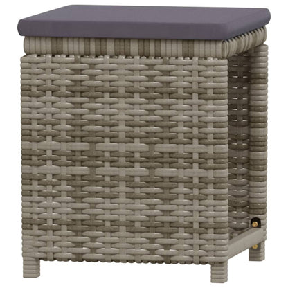7-tlg. Garten-Lounge-Set mit Kissen Poly Rattan Grau
