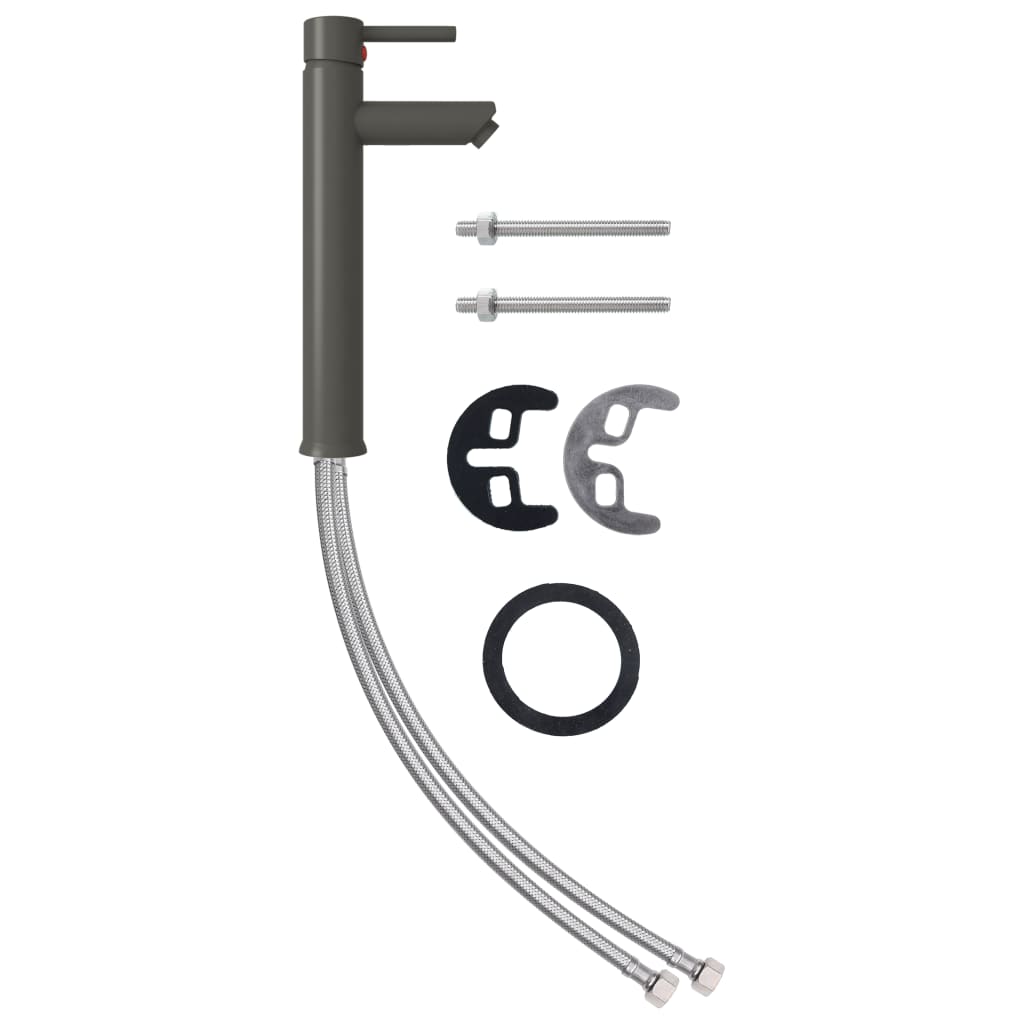 Waschbecken mit Wasserhahn und Ablaufgarnitur aus gehärtetem