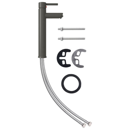 Waschbecken mit Wasserhahn und Ablaufgarnitur aus gehärtetem