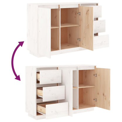 Sideboard Weiß 111x34x75 cm Massivholz Kiefer