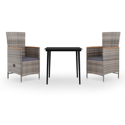 3-tlg. Garten-Essgruppe mit Kissen Grau