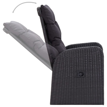 9-tlg. Garten-Essgruppe mit Kissen Schwarz