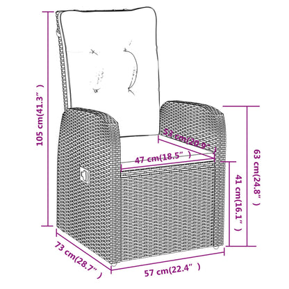 9-tlg. Garten-Essgruppe mit Kissen Schwarz
