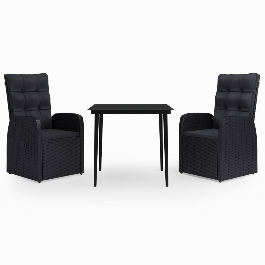 3-tlg. Garten-Essgruppe mit Kissen Schwarz