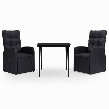 3-tlg. Garten-Essgruppe mit Kissen Schwarz