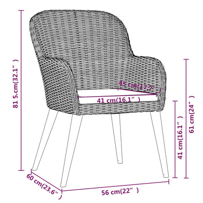 9-tlg. Garten-Essgruppe mit Kissen Braun