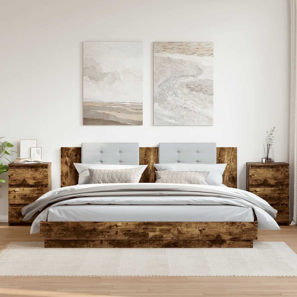 Nachttische 2 Stk. Räuchereiche 40x35x62,5 cm Holzwerkstoff