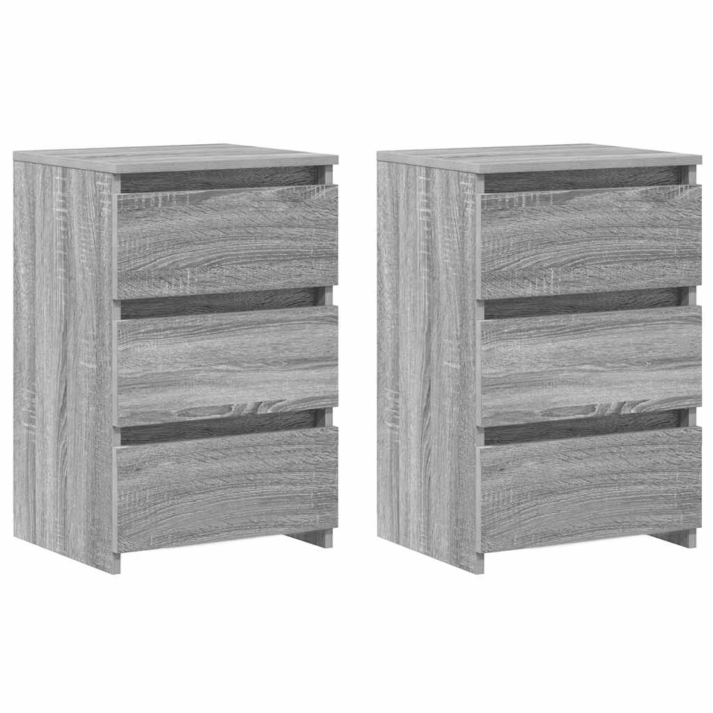 Nachttische 2 Stk. Grau Sonoma 40x35x62,5 cm Holzwerkstoff