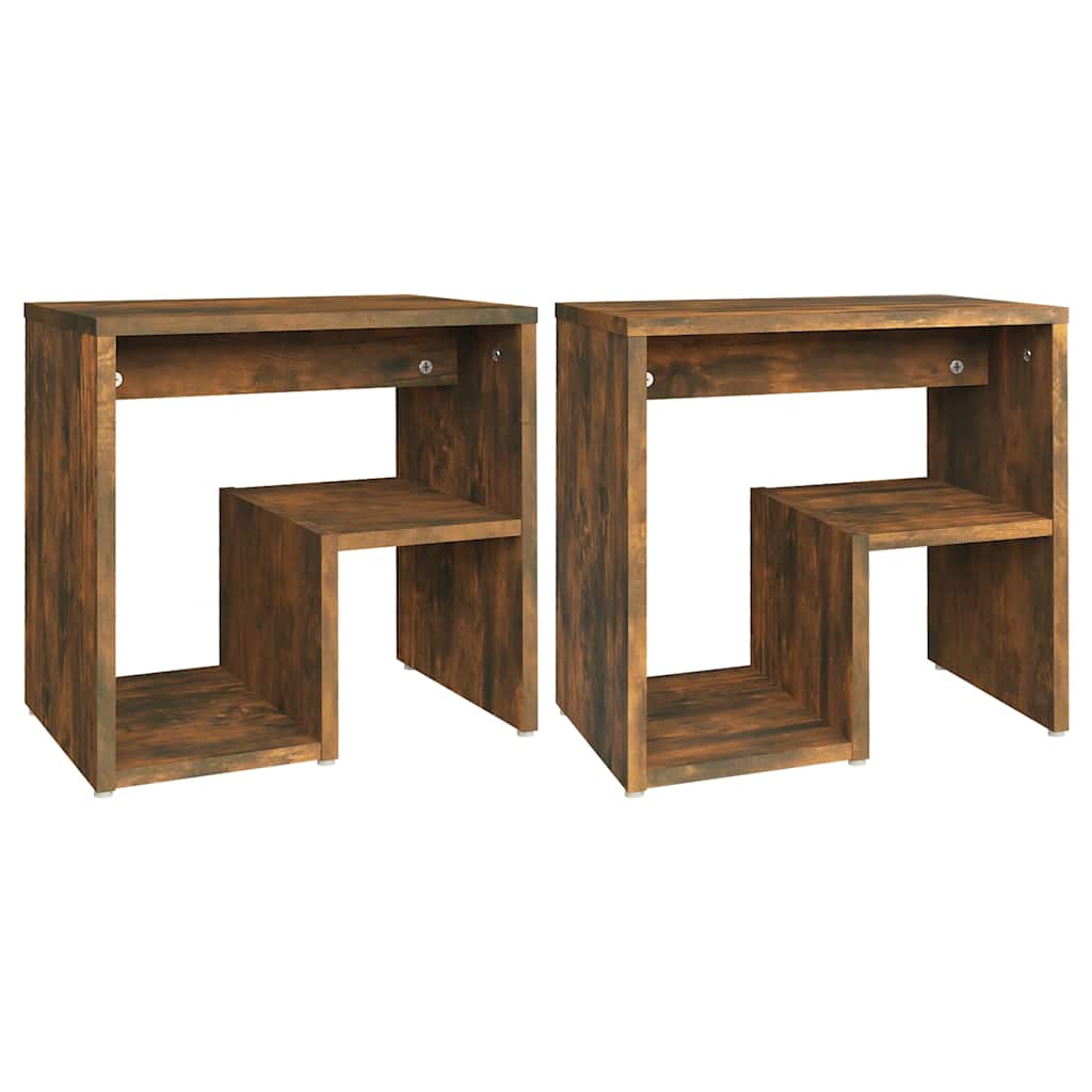 Nachttische 2 Stk. Räuchereiche 40x30x40 cm Holzwerkstoff