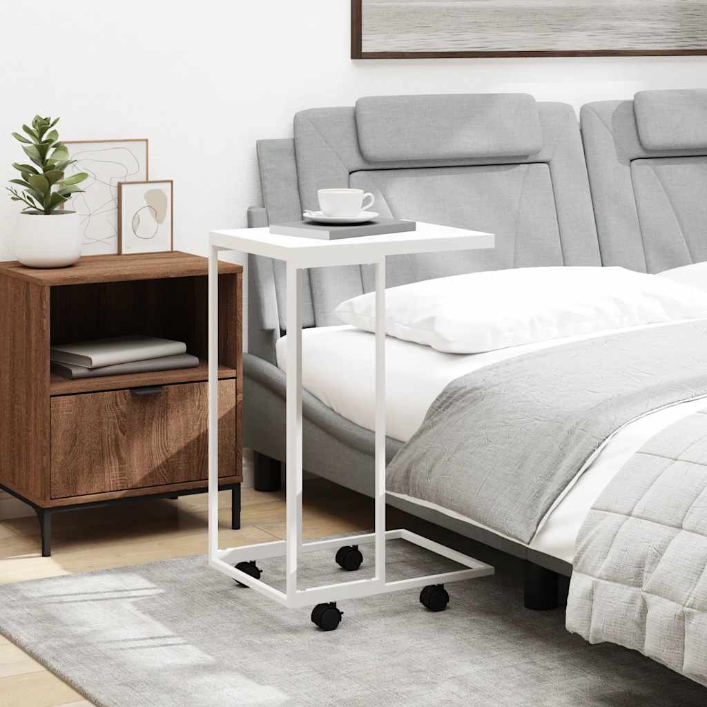 Beistelltisch mit Rollen Weiß 40x30x63,5 cm Holzwerkstoff