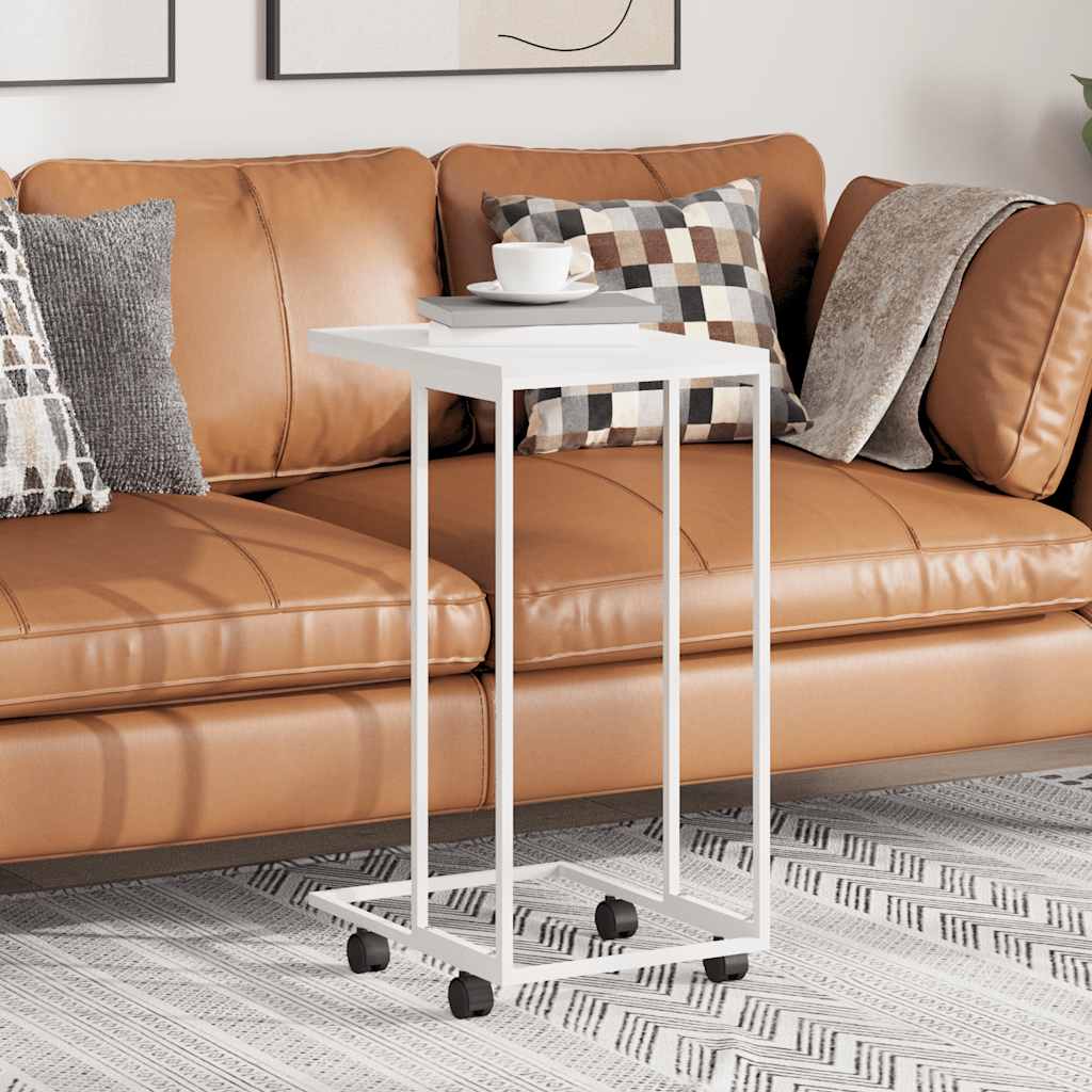 Beistelltisch mit Rollen Weiß 40x30x63,5 cm Holzwerkstoff