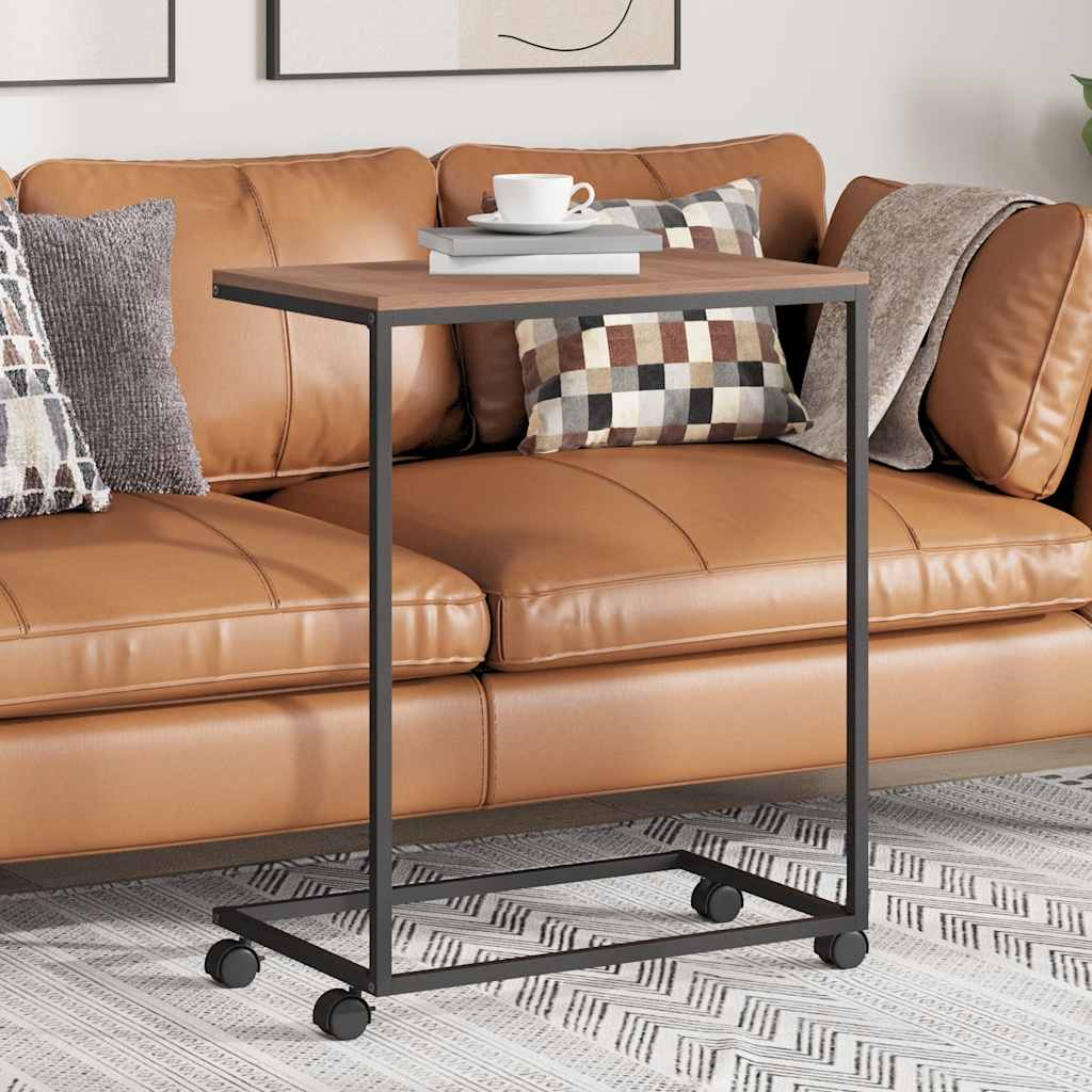 Beistelltisch mit Rollen Schwarz 55x35x70 cm Holzwerkstoff