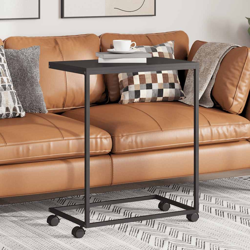 Beistelltisch mit Rollen Schwarz 55x35x70 cm Holzwerkstoff
