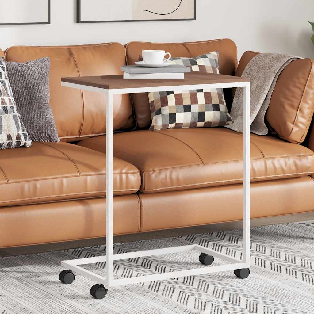 Beistelltisch mit Rollen Weiß 55x35x70 cm Holzwerkstoff