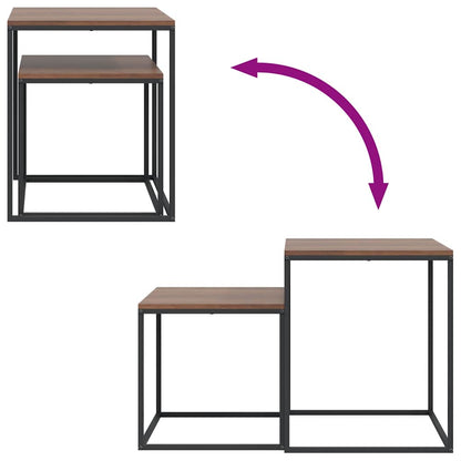 Couchtisch-Set 2-tlg. Holzwerkstoff und Metall