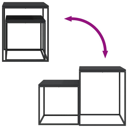 Couchtisch-Set 2-tlg. Holzwerkstoff und Metall