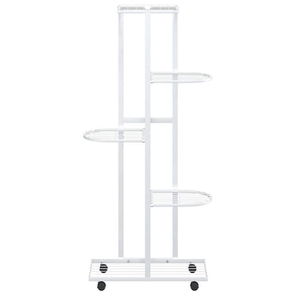 Blumenständer 5-Etagen mit Rollen 44x23x100 cm Weiß Eisen