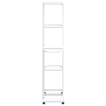 Blumenständer 5-Etagen mit Rollen 44x23x100 cm Weiß Eisen