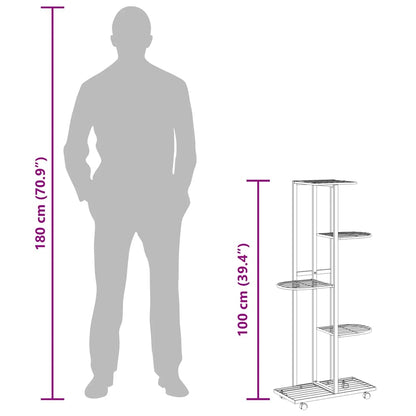 Blumenständer 5-Etagen mit Rollen 44x23x100 cm Weiß Eisen