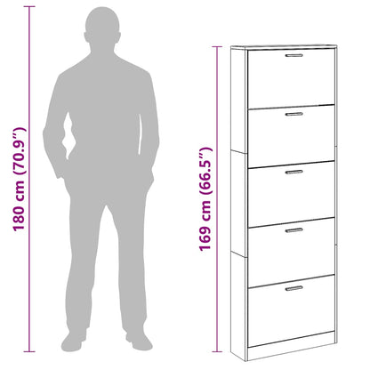 Schuhschrank Schwarz 59x17x169 cm Holzwerkstoff
