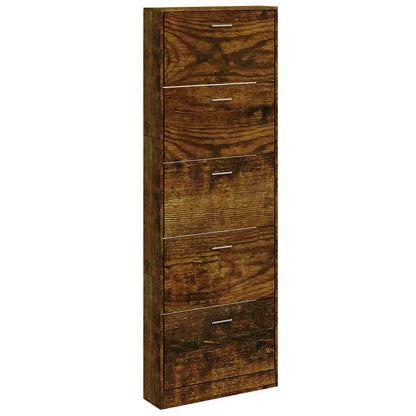 Schuhschrank Räuchereiche 59x17x169 cm Holzwerkstoff
