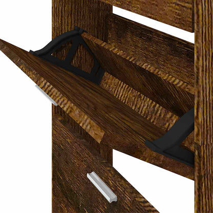 Schuhschrank Räuchereiche 59x17x169 cm Holzwerkstoff