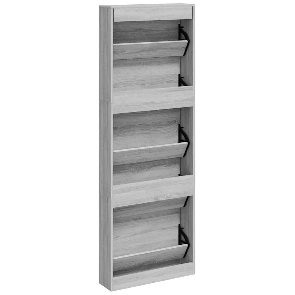 Schuhschrank Grau Sonoma 59x17x169 cm Holzwerkstoff