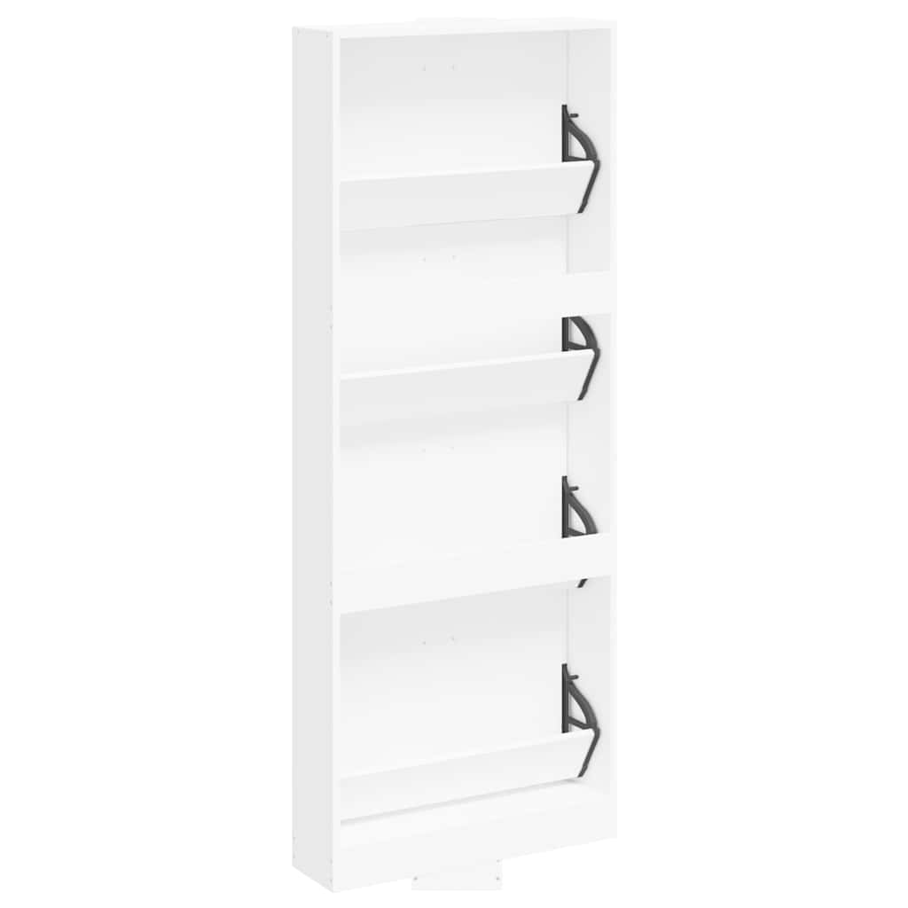 Schuhschrank Weiß 59x17x150 cm Holzwerkstoff