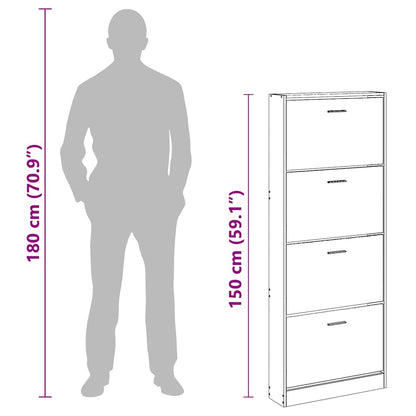 Schuhschrank Weiß 59x17x150 cm Holzwerkstoff