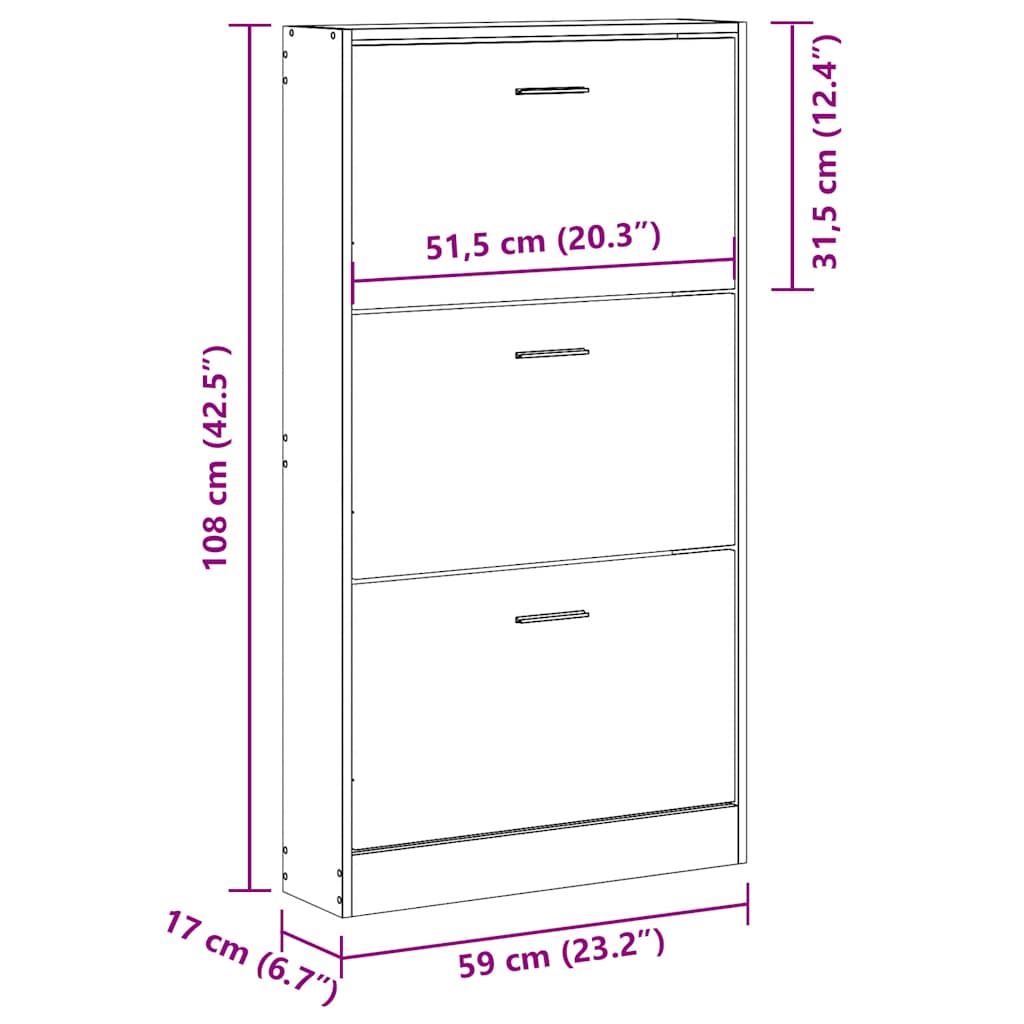 Schuhschrank Weiß 59 x 17 x 108 cm Holzwerkstoff