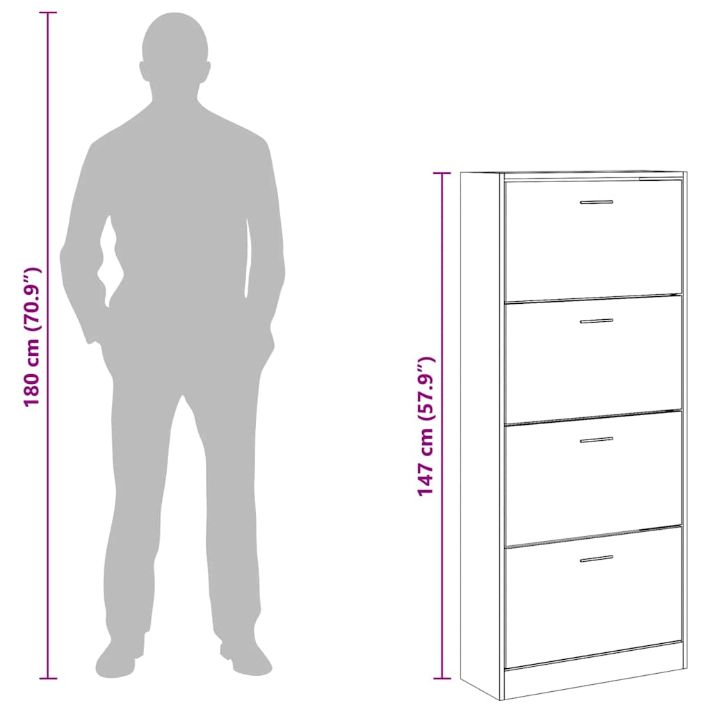 Schuhschrank Schwarz 63x24x147 cm Holzwerkstoff
