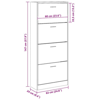 Schuhschrank Räuchereiche 63x24x147 cm Holzwerkstoff