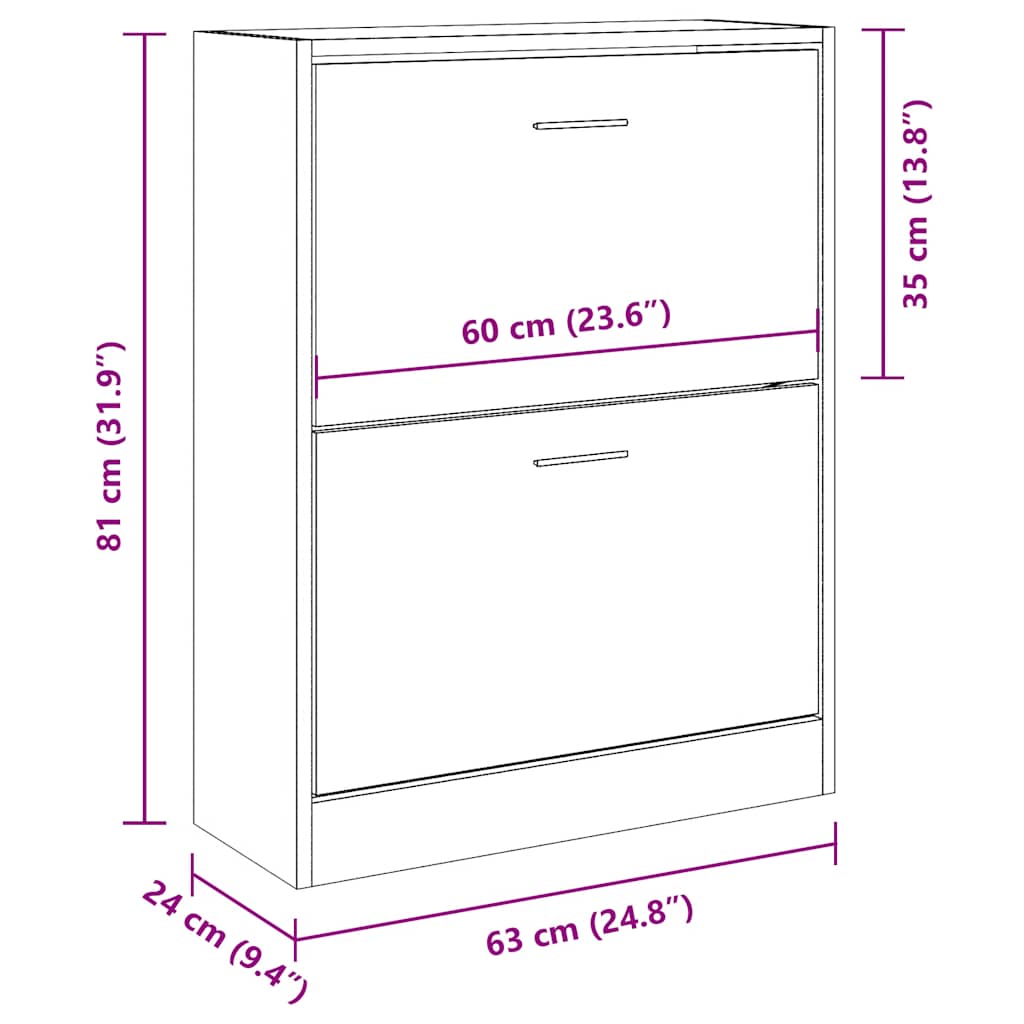 Schuhschrank Schwarz 63x24x81 cm Holzwerkstoff
