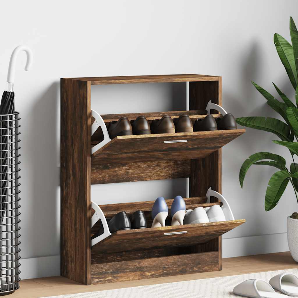 Schuhschrank Räuchereiche 63x24x81 cm Holzwerkstoff