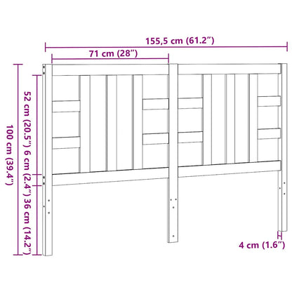 Kopfteil Grau 166x4x100 cm Massivholz Kiefer