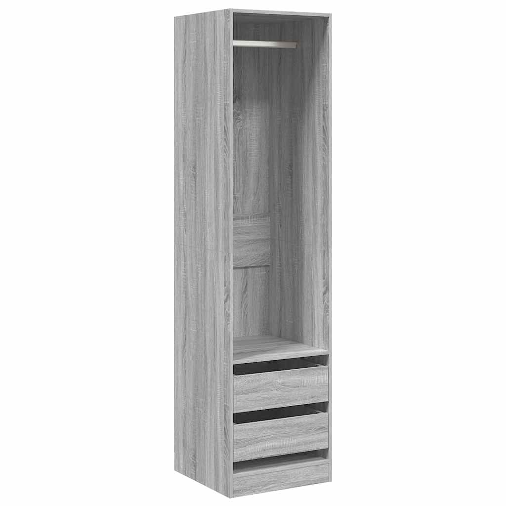 Kleiderschrank mit Schubladen Grau Sonoma 50x50x200 cm