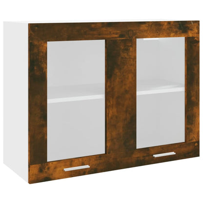 Hängeschrank Lyon Glas Räuchereiche 80x31x60 cm Holzwerkstoff