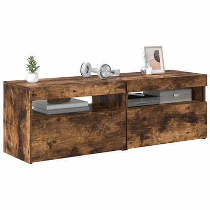 TV-Schränke 2 Stk. mit LED-Leuchten Räuchereiche 60x35x40 cm