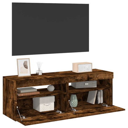 TV-Schränke 2 Stk. mit LED-Leuchten Räuchereiche 60x35x40 cm