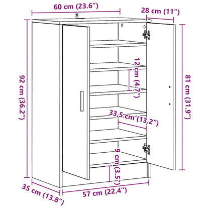 Schuhschrank Grau Sonoma 60x35x92 cm Holzwerkstoff