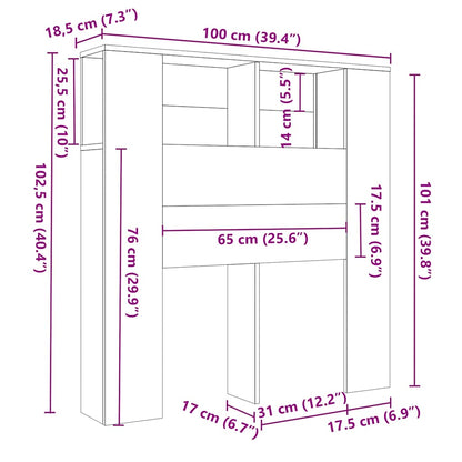 Kopfteilschrank Weiß 100 x 18,5 x 102,5 cm
