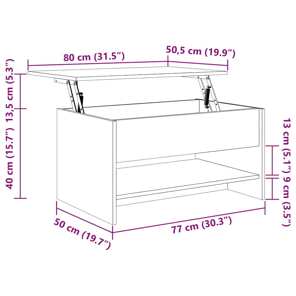 Couchtisch Grau Sonoma 80x50x40 cm Holzwerkstoff