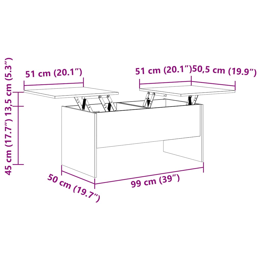 Couchtisch Räuchereiche 102x50,5x46,5 cm Holzwerkstoff