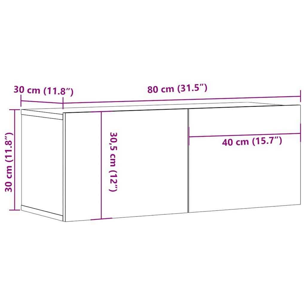 TV-Schrank Grau Sonoma 80x30x30 cm Holzwerkstoff