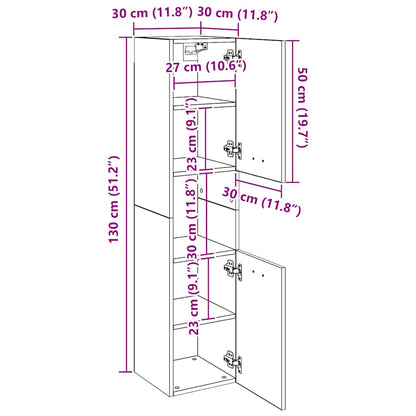 Badezimmerschrank Räuchereiche 30x30x130 cm Holzwerkstoff