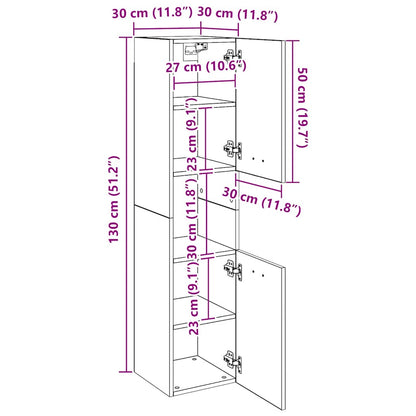 Badezimmerschrank Grau Sonoma 30x30x130 cm Holzwerkstoff