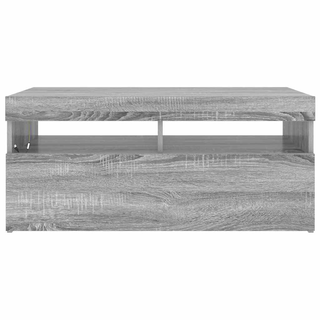 TV-Schrank mit LED-Leuchten Grau Sonoma 90x35x40 cm