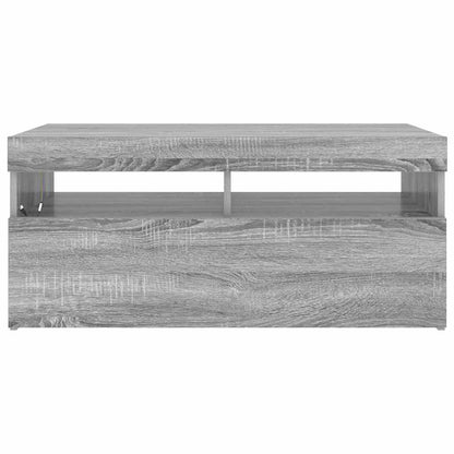 TV-Schrank mit LED-Leuchten Grau Sonoma 90x35x40 cm